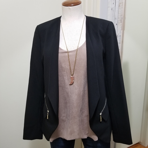 Vince Camuto Open Front Blazer Zipper Pockets 4 - Picture 4 of 8